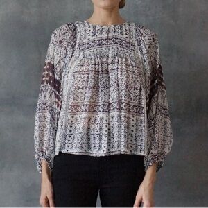 Ulla Johnson Cream and Maroon Bohemian Blouse